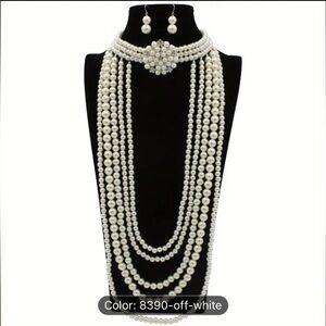 Elegant Pearl Necklace and Earring Set
